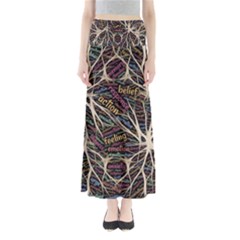 Mental Human Experience Mindset Pattern Full Length Maxi Skirt by Paksenen