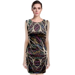 Mental Human Experience Mindset Pattern Sleeveless Velvet Midi Dress