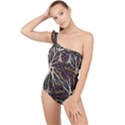 Mental Human Experience Mindset Pattern Frilly One Shoulder Swimsuit View1