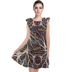 Mental Human Experience Mindset Pattern Tie Up Tunic Dress by Paksenen