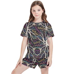 Mental Human Experience Mindset Pattern Kids  T-shirt And Sports Shorts Set by Paksenen