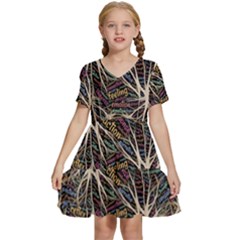 Mental Human Experience Mindset Pattern Kids  Short Sleeve Tiered Mini Dress by Paksenen