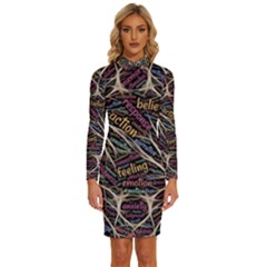 Mental Human Experience Mindset Pattern Long Sleeve Shirt Collar Bodycon Dress by Paksenen