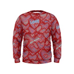 Love Hearts Valentine Red Symbol Kids  Sweatshirt