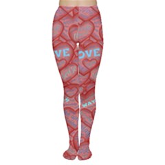 Love Hearts Valentine Red Symbol Tights by Paksenen