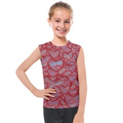 Love Hearts Valentine Red Symbol Kids  Mesh Tank Top by Paksenen