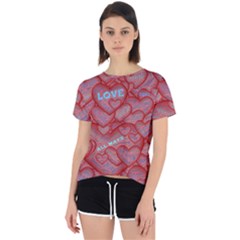 Love Hearts Valentine Red Symbol Open Back Sport T-shirt by Paksenen