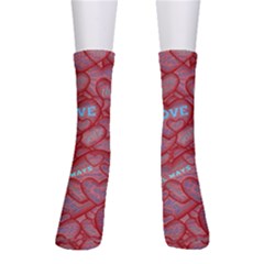 Love Hearts Valentine Red Symbol Crew Socks by Paksenen