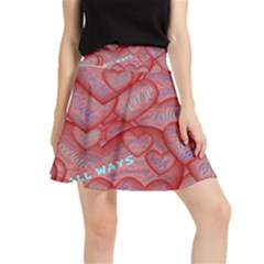 Love Hearts Valentine Red Symbol Waistband Skirt by Paksenen