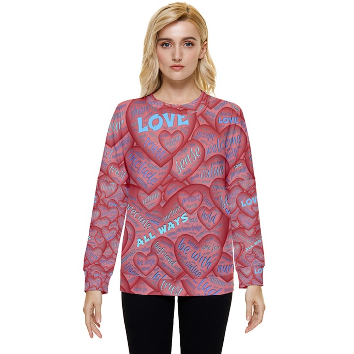 Love Hearts Valentine Red Symbol Hidden Pocket Sweatshirt