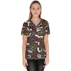 Time Nonlinear Curved Undirected Women s V-neck Scrub Top by Paksenen