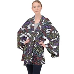 Time Nonlinear Curved Undirected Long Sleeve Velvet Kimono  by Paksenen