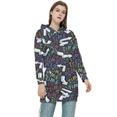 Time Nonlinear Curved Undirected Women s Long Oversized Pullover Hoodie