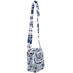 Indigo Watercolor Floral Seamless-pattern Shoulder Strap Belt Bag