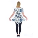 Indigo Watercolor Floral Seamless-pattern Short Sleeve Tunic  View2