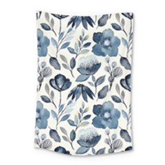 Indigo Watercolor Floral Seamless-pattern Small Tapestry