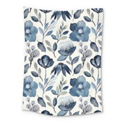 Indigo Watercolor Floral Seamless-pattern Medium Tapestry