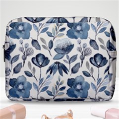 Indigo Watercolor Floral Seamless-pattern Make Up Pouch (large) by Ket1n9