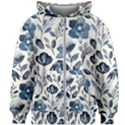 Indigo Watercolor Floral Seamless-pattern Kids  Zipper Hoodie Without Drawstring View1