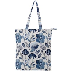 Indigo Watercolor Floral Seamless-pattern Double Zip Up Tote Bag by Ket1n9