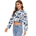 Indigo Watercolor Floral Seamless-pattern Women s Lightweight Cropped Hoodie View2