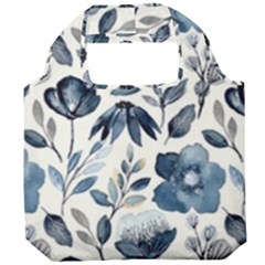 Indigo Watercolor Floral Seamless-pattern Foldable Grocery Recycle Bag by Ket1n9