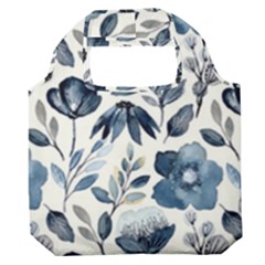 Indigo Watercolor Floral Seamless-pattern Premium Foldable Grocery Recycle Bag by Ket1n9