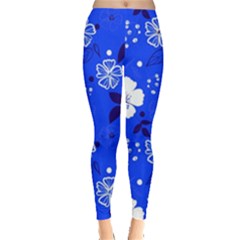 Blooming Seamless Pattern Blue Colors Everyday Leggings  by Ket1n9