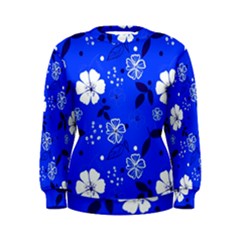 Blooming Seamless Pattern Blue Colors Women s Sweatshirt