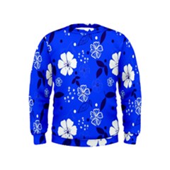 Blooming Seamless Pattern Blue Colors Kids  Sweatshirt