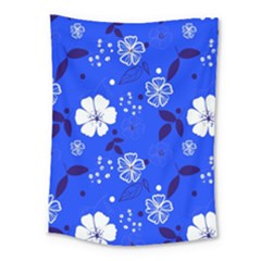 Blooming Seamless Pattern Blue Colors Medium Tapestry