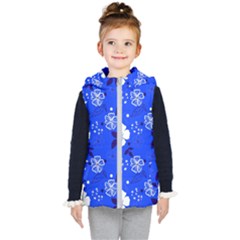 Blooming Seamless Pattern Blue Colors Kids  Hooded Puffer Vest