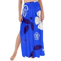 Blooming Seamless Pattern Blue Colors Maxi Chiffon Tie-up Sarong by Ket1n9