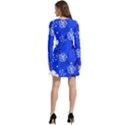 Blooming Seamless Pattern Blue Colors Long Sleeve Velour Skater Dress View4