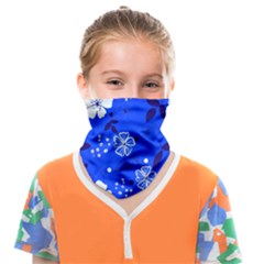 Blooming Seamless Pattern Blue Colors Face Covering Bandana (kids) by Ket1n9