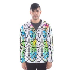 Brain Mind Psychology Idea Drawing Men s Hooded Windbreaker by Loisa77