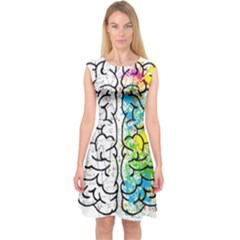 Brain Mind Psychology Idea Drawing Capsleeve Midi Dress by Loisa77