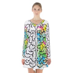 Brain Mind Psychology Idea Drawing Long Sleeve Velvet V-neck Dress