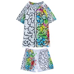 Brain Mind Psychology Idea Drawing Kids  Swim T-shirt And Shorts Set by Loisa77