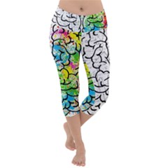 Brain Mind Psychology Idea Drawing Lightweight Velour Capri Yoga Leggings by Loisa77