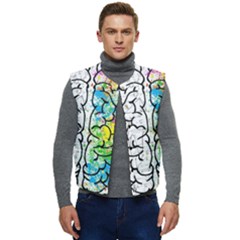 Brain Mind Psychology Idea Drawing Men s Button Up Puffer Vest	 by Loisa77