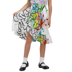 Brain Mind Psychology Idea Drawing Kids  Ruffle Flared Wrap Midi Skirt by Loisa77