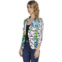 Brain Mind Psychology Idea Drawing Women s One-Button 3/4 Sleeve Short Jacket View2