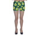 Bloom Flowering Yellow Blade Green Skinny Shorts View1