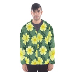 Bloom Flowering Yellow Blade Green Men s Hooded Windbreaker