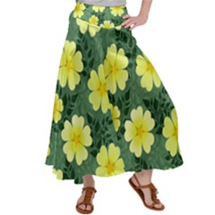 Bloom Flowering Yellow Blade Green Women s Satin Palazzo Pants by Loisa77