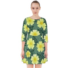 Bloom Flowering Yellow Blade Green Smock Dress by Loisa77