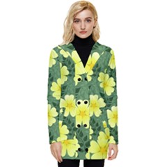 Bloom Flowering Yellow Blade Green Button Up Hooded Coat  by Loisa77