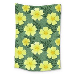 Bloom Flowering Yellow Blade Green Large Tapestry