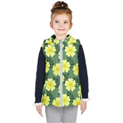 Bloom Flowering Yellow Blade Green Kids  Hooded Puffer Vest